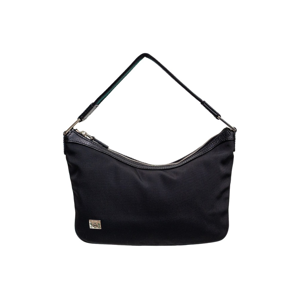 Vintage Gucci Black Canvas Boat Baguette Striscia Web - Clutch bag